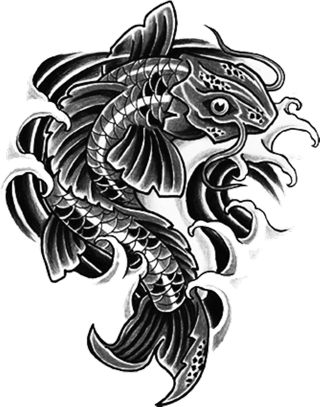 #tattoo #irezumi #fish #blackart #yakuza #ninja #backtattoo - Tattoos Png (1024x1303), Png Download