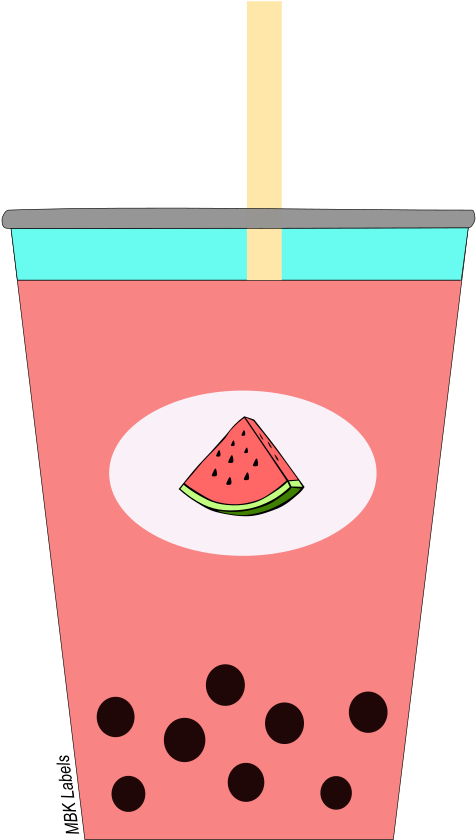 Watermelon Bubble Tea - Illustration (900x900), Png Download