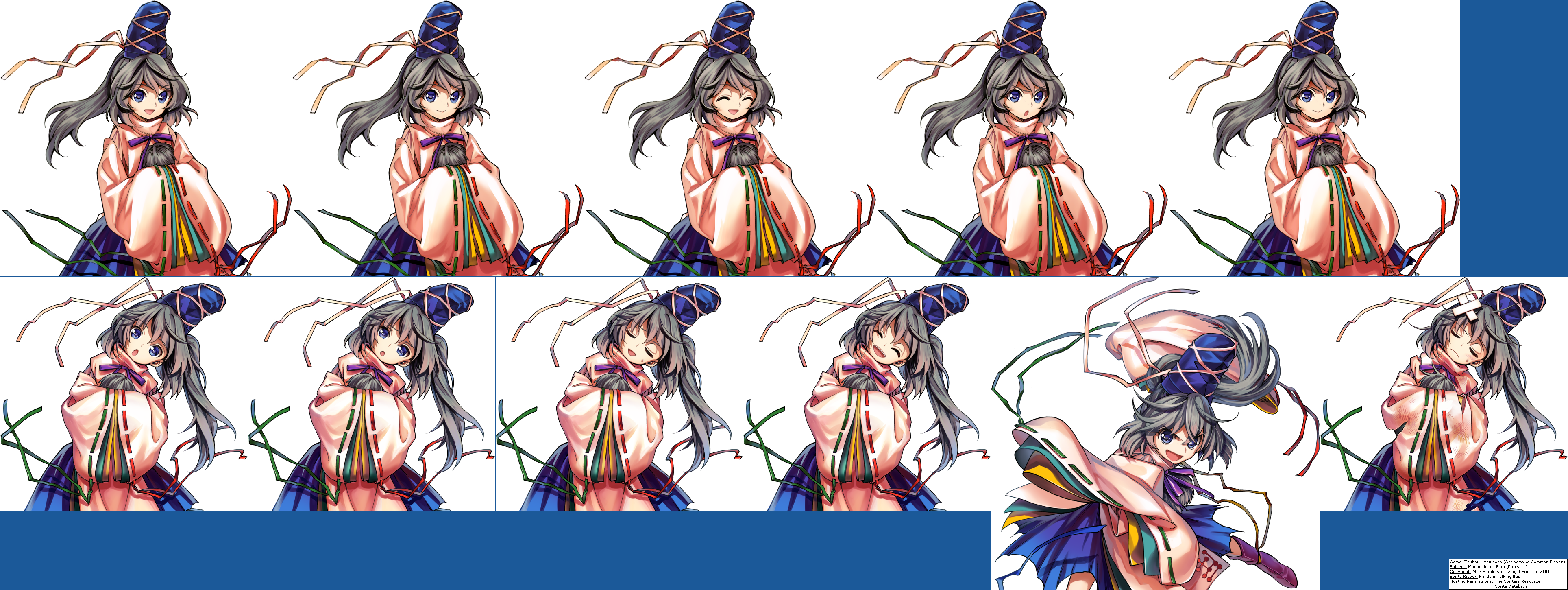 Click For Full Sized Image Mononobe No Futo's Portraits - Mononobe No Futo Sprites (3856x1450), Png Download