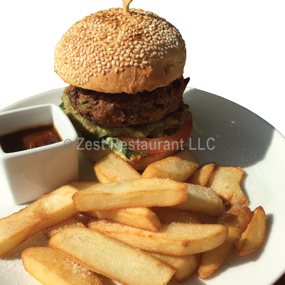 Vegan Bbq Burger - French Fries (1134x1134), Png Download
