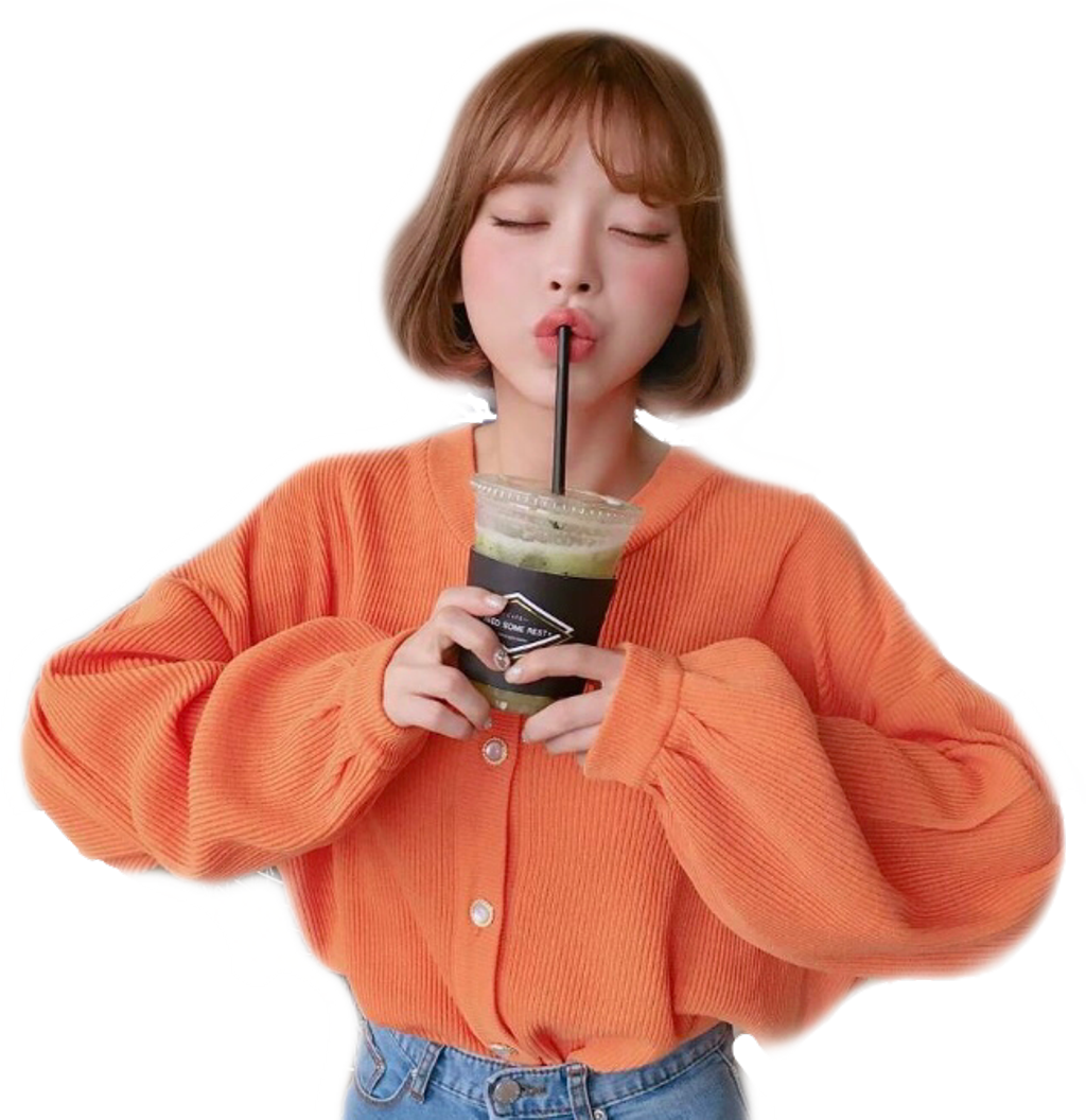 Ulzzang Sticker - Ulzzangs Short Hair (1024x1056), Png Download