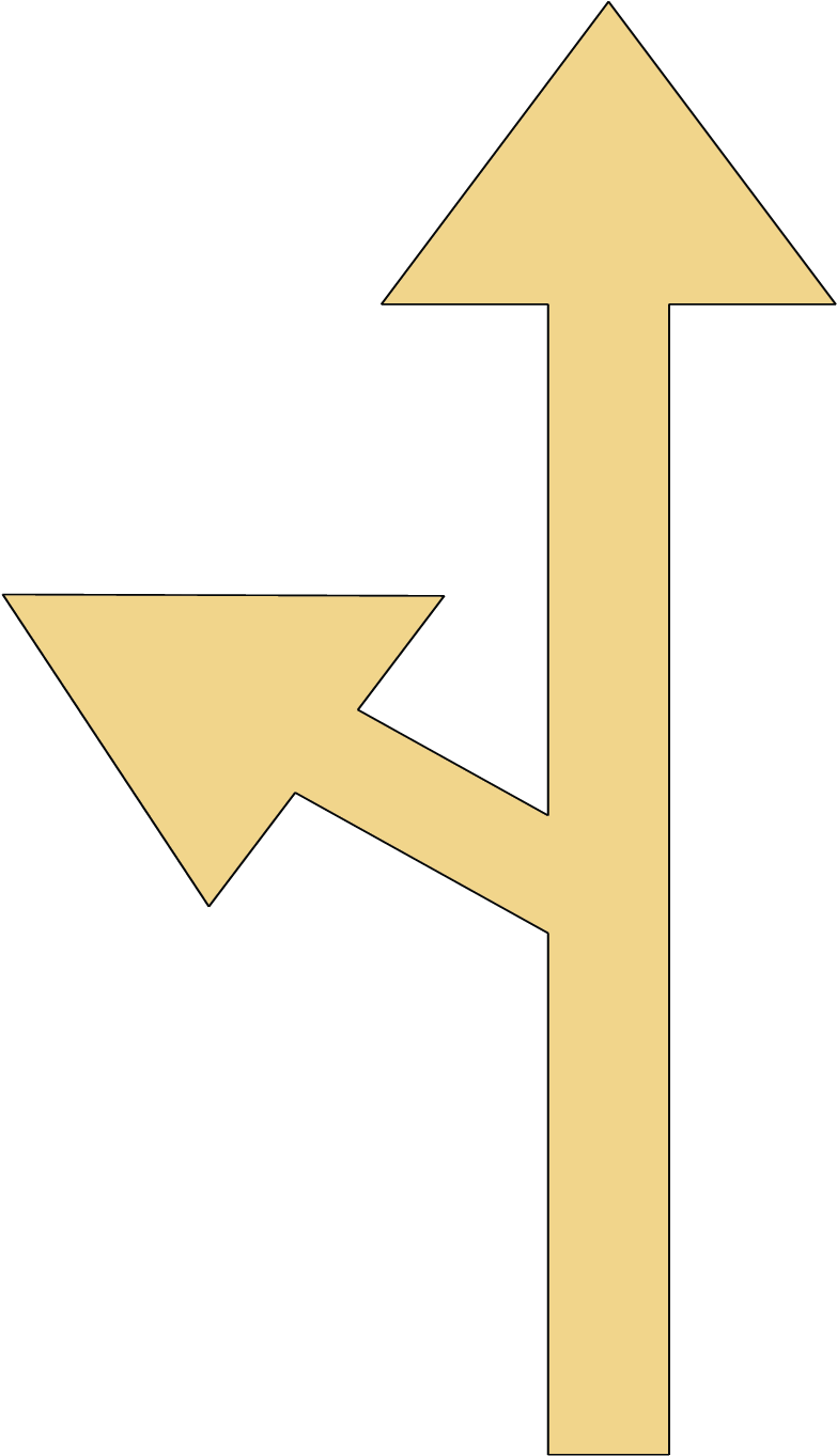 Straight And Left Arrows - Sign (3000x1373), Png Download