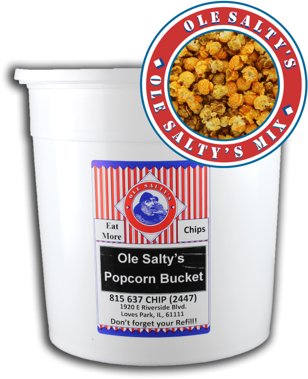 2 Gal Ole Saltys Ole Salty Mix Popcorn Bucket - Hooligans (900x900), Png Download
