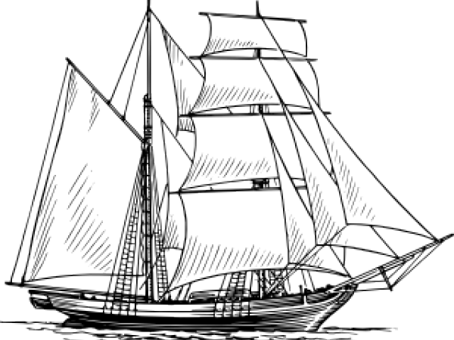 Old Sailing Ships Clipart Vector - Sailing Ship Black And White (640x480), Png Download