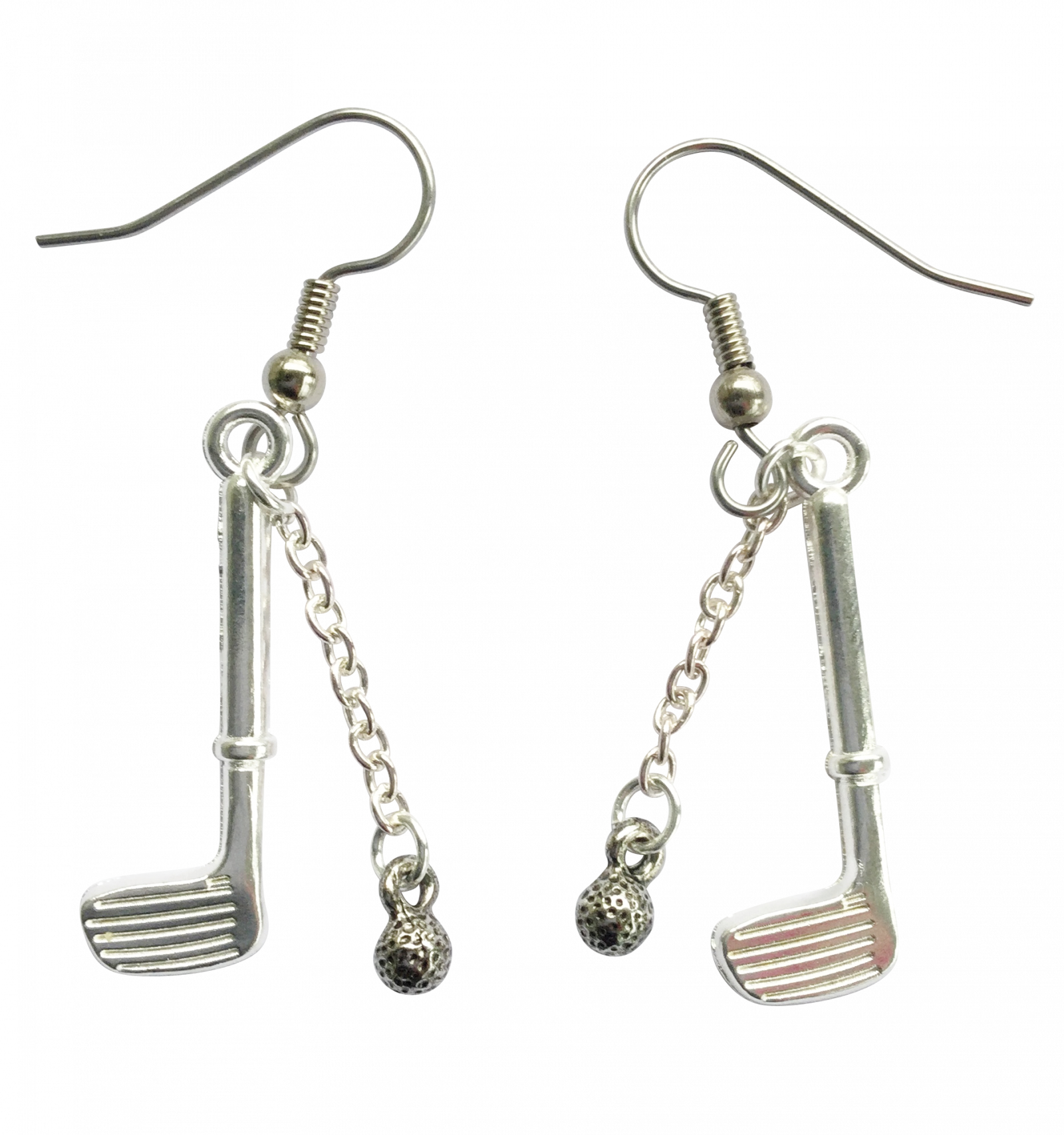 Pewter Golf Club & Golf Ball Earrings - Earrings (1600x1707), Png Download
