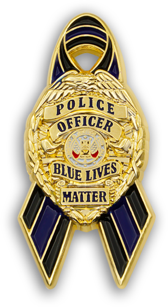 Custom Police "blue Lives Matter" Ribbon Lapel Pin - Emblem (1060x707), Png Download