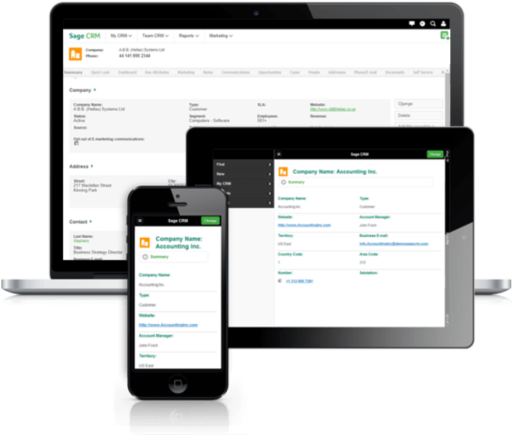 Sage Crm On Mobile Devices - Sage Crm Mobile (803x653), Png Download