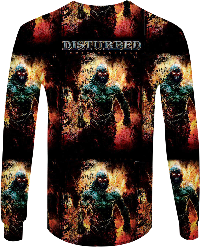 Disturbed Indestructible 3d Print Long Sleeve - Long-sleeved T-shirt (1024x1023), Png Download