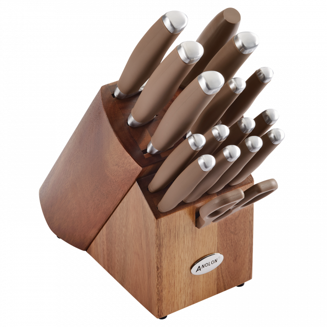 Anolon Suregrip 17 Piece Bronze - Anolon Knife Set (650x650), Png Download