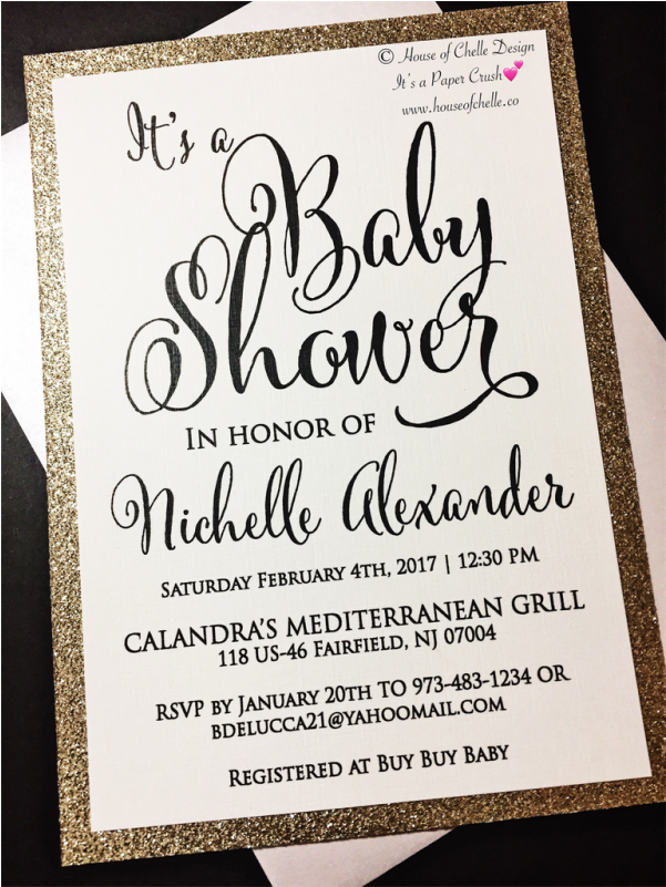 Gold Glitter Baby Shower Invitations - Calligraphy (800x800), Png Download