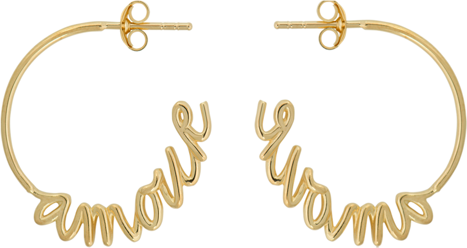 Amour Hoop Earring Silver Goldplated - Earrings (1665x1800), Png Download