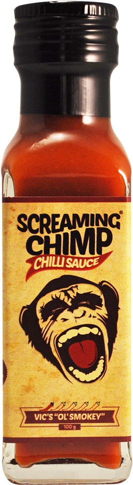 Vics Ol' Smokey Screaming Chimp Chilli Sauce - Bottle (1000x1000), Png Download