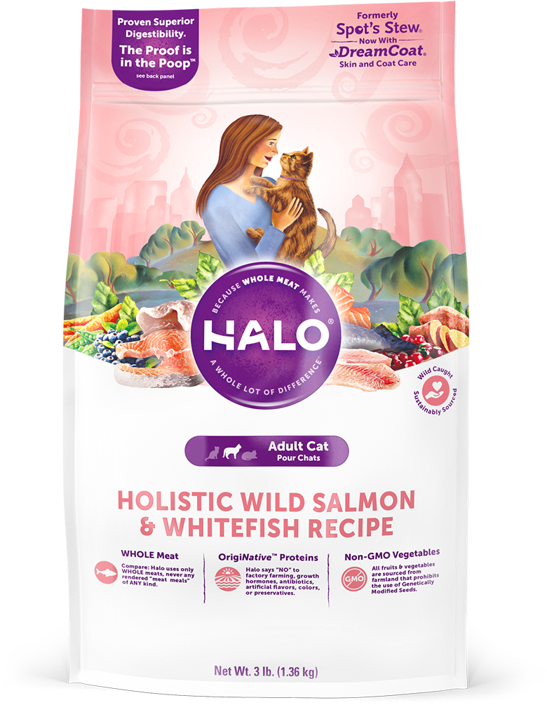 Halo Holistic Wild Salmon And Whitefish Recipe For - Halo Cat Food Indoor (800x1067), Png Download