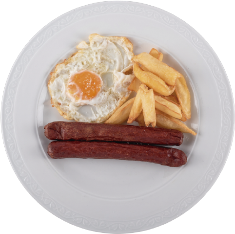 Salchicha Huevos Y Papas Fritas - Breakfast Sausage (1600x900), Png Download