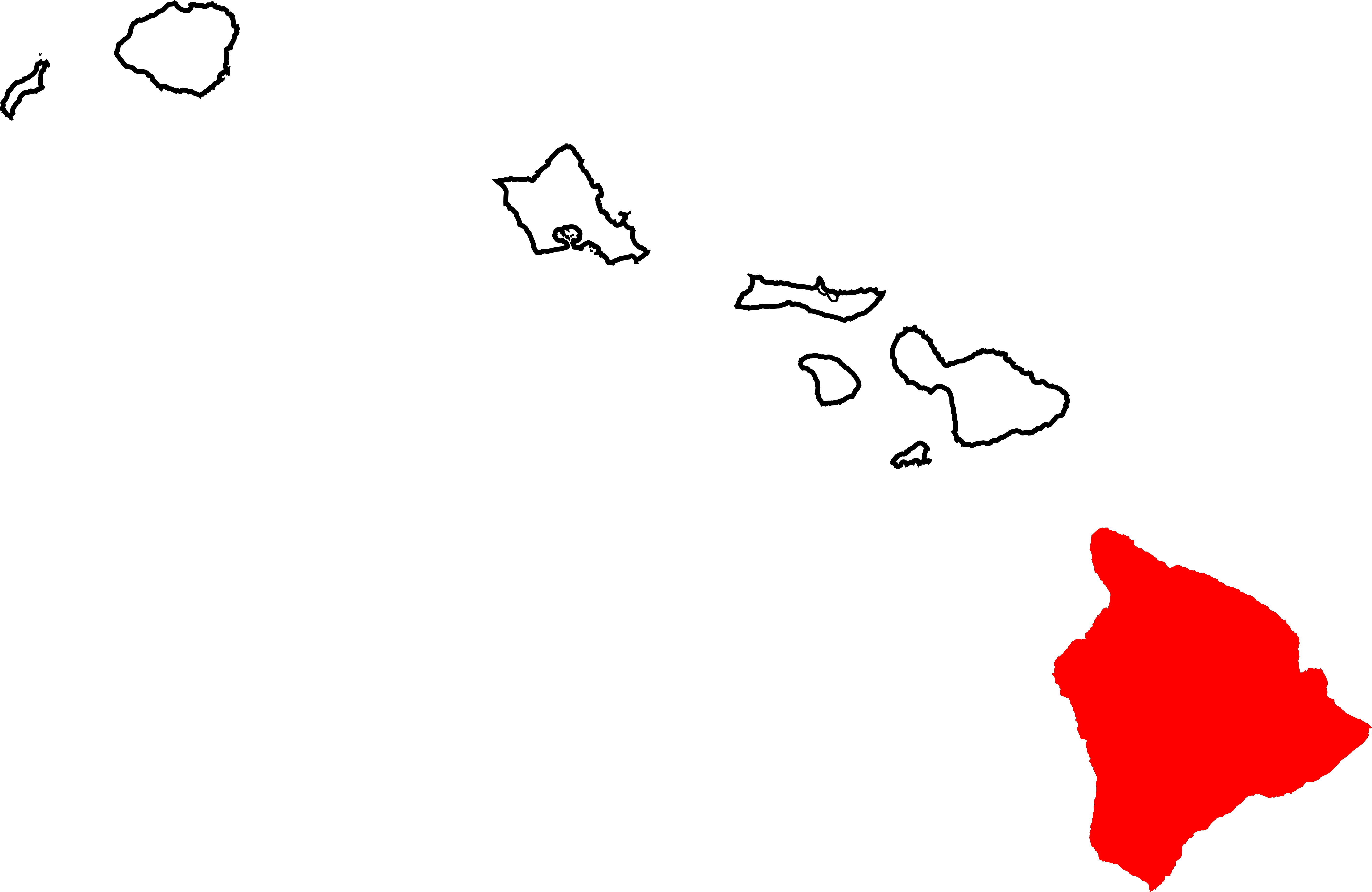Map Of Hawaii Highlighting Hawaii County - Hawaii Map Png (5663x3681), Png Download
