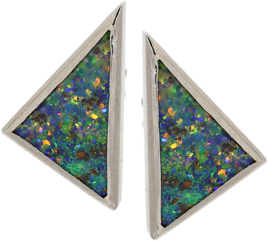 Black Opal Triangle Earrings - Earrings (1024x1024), Png Download