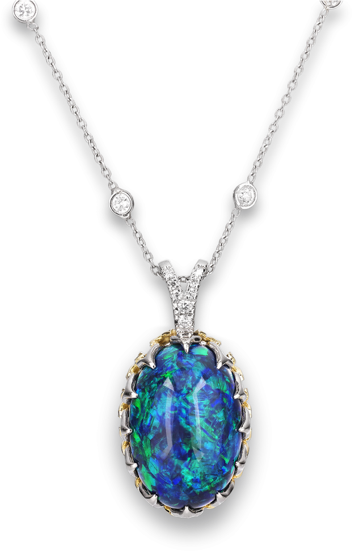 Estate Jewelry, Opal Jewelry, Black Opal Necklace - Locket (1000x1250), Png Download