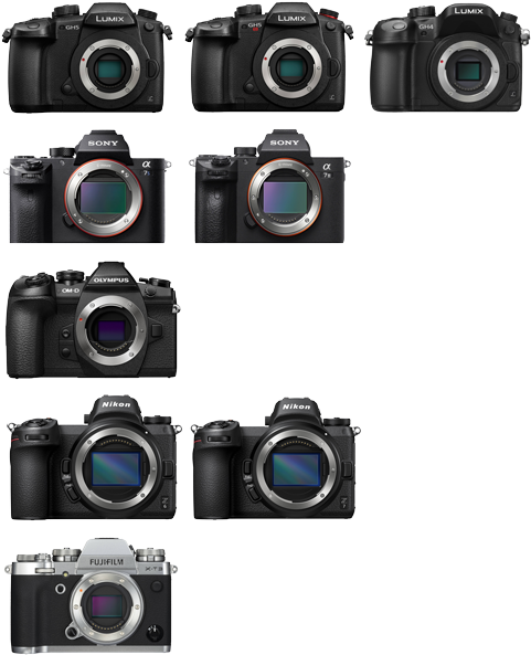 Cameras Lined Up - Mirrorless Interchangeable-lens Camera (500x618), Png Download