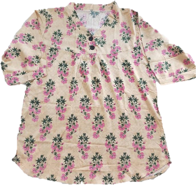 Half Sleeve Floral Print Women's Multicolor Summer - Blouse (715x960), Png Download