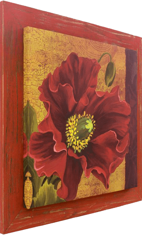 Quadro Decorativo Tela Com Moldura Rústica Vermelha - Corn Poppy (485x800), Png Download
