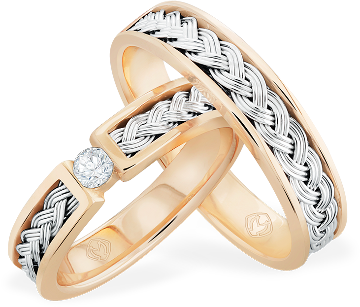 A Pair Of Wedding Rings With Diamond And Non-diamond - Pre-engagement Ring (1080x1080), Png Download