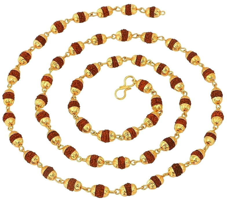 Rudraksha Rakhi Transparent Background - Rudraksh Mala In Gold (800x698), Png Download