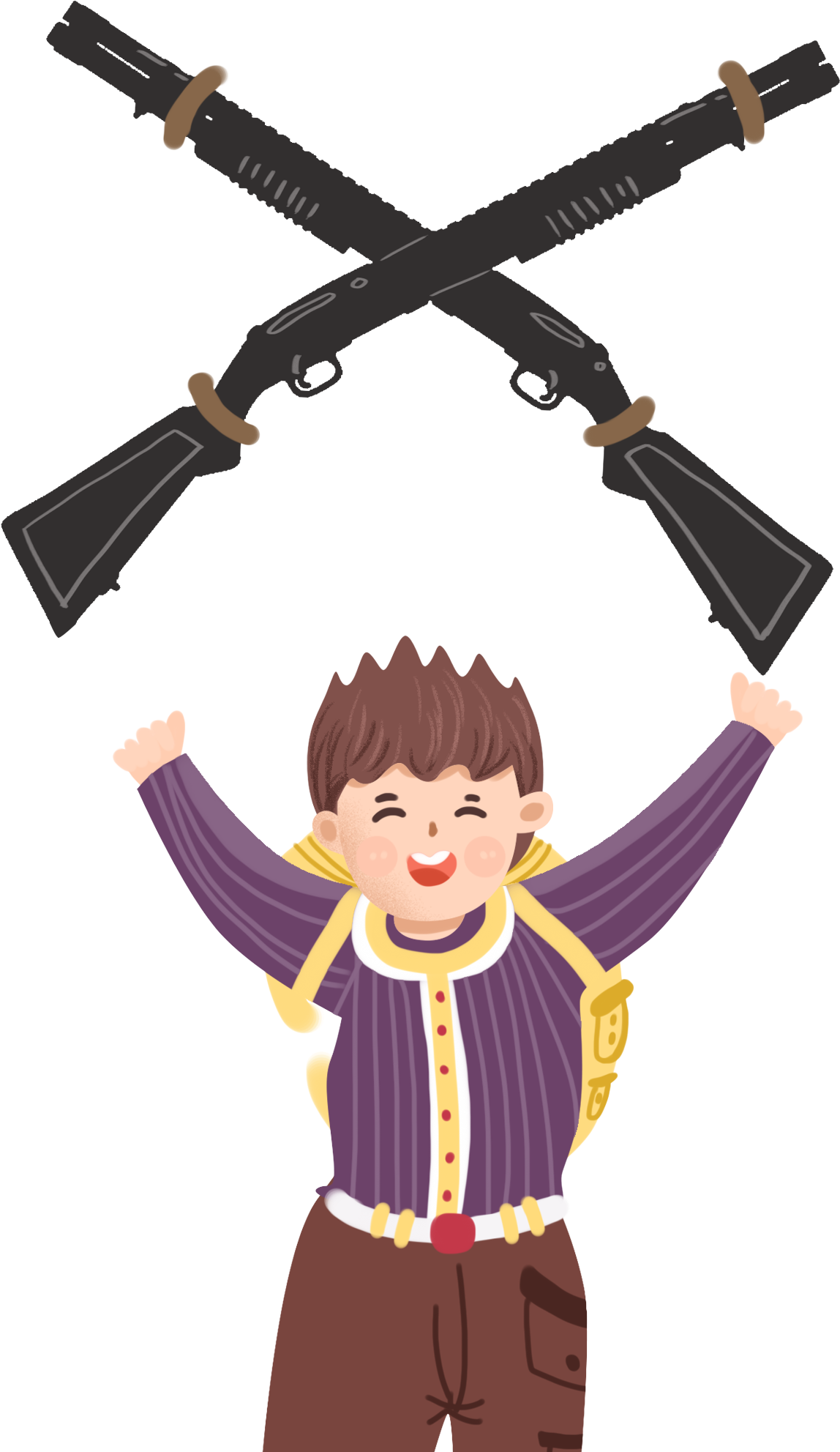 Hand Drawn Illustration Boy Character Png And Psd - Free Shotgun Clip Art (2000x2000), Png Download
