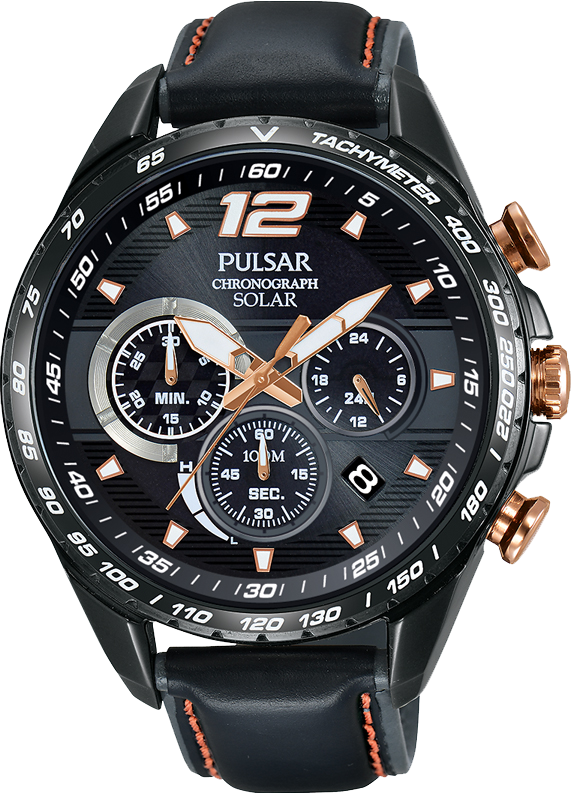 Pulsar Pz5025x Solar Chronograph Black Ip Case Rose - Pulsar Pz5023 (571x794), Png Download