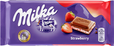 밀카-스트로베리 100g - Milka Raisin Hazelnut 100g (580x580), Png Download