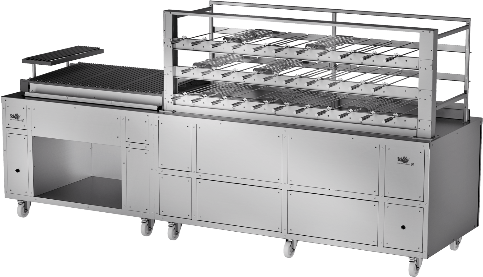 Combination Charcoal Rotisserie Grill - Charcoal Grilled Chicken Machine For Restaurant (1600x901), Png Download