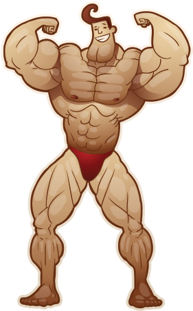 Printed Vinyl Bodybuilder Stickers - Cartoon Bodybuilder (600x600), Png Download