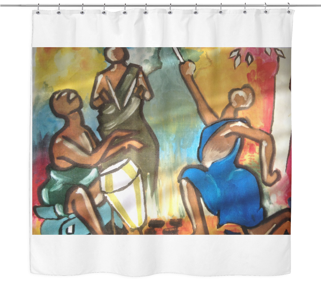 Drummer Soul Designer Shower Curtains 70" X 70" - Painting (1024x1024), Png Download
