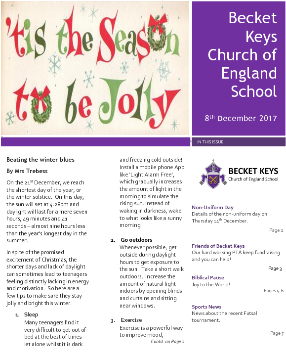 2017 12 08 - Becket Keys Church Of England School (612x792), Png Download