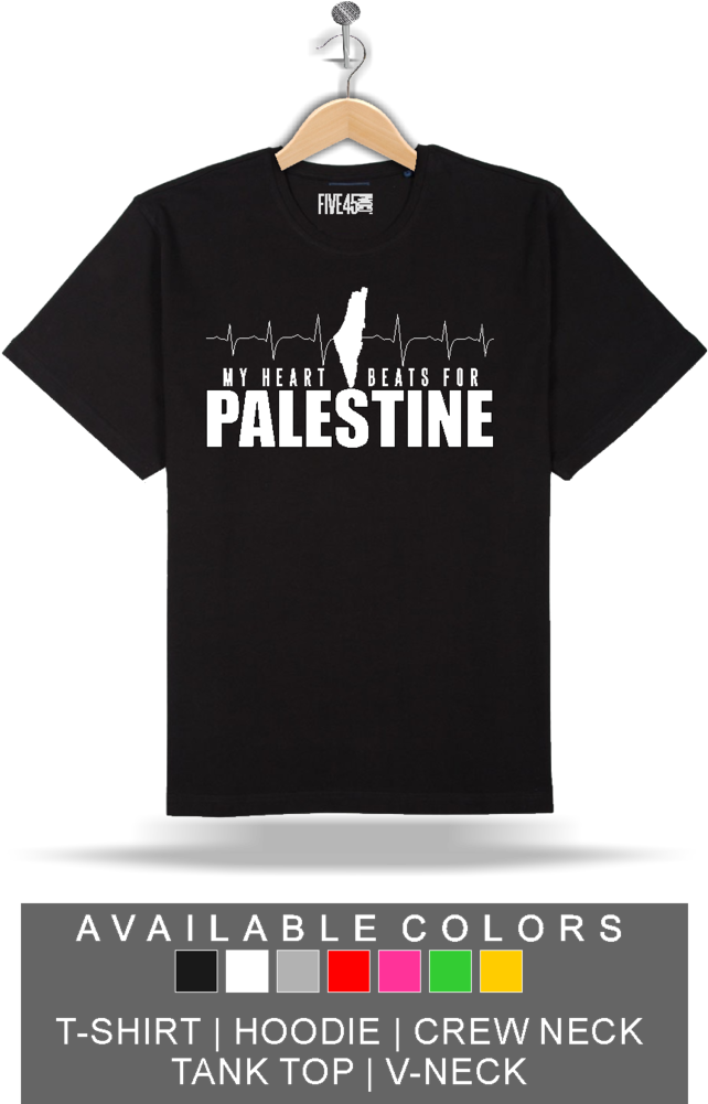 My Heart Beats For Palestine T-shirts - Humble Shirt (654x1000), Png Download