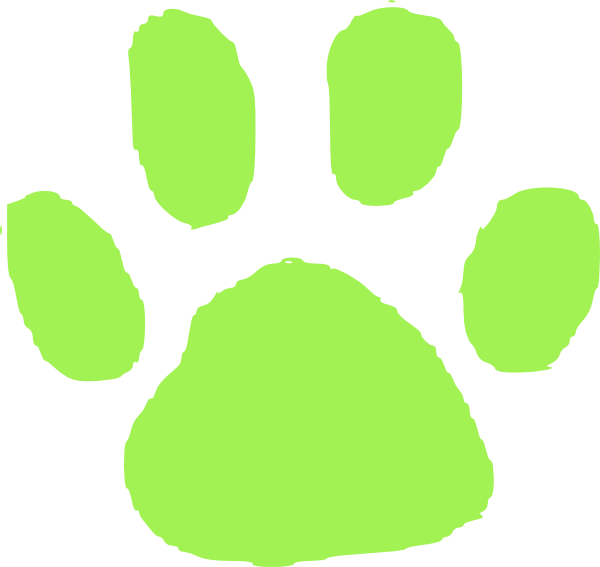 Tiger Print Clipart Footprint - Green Paw Print Black Background (600x567), Png Download