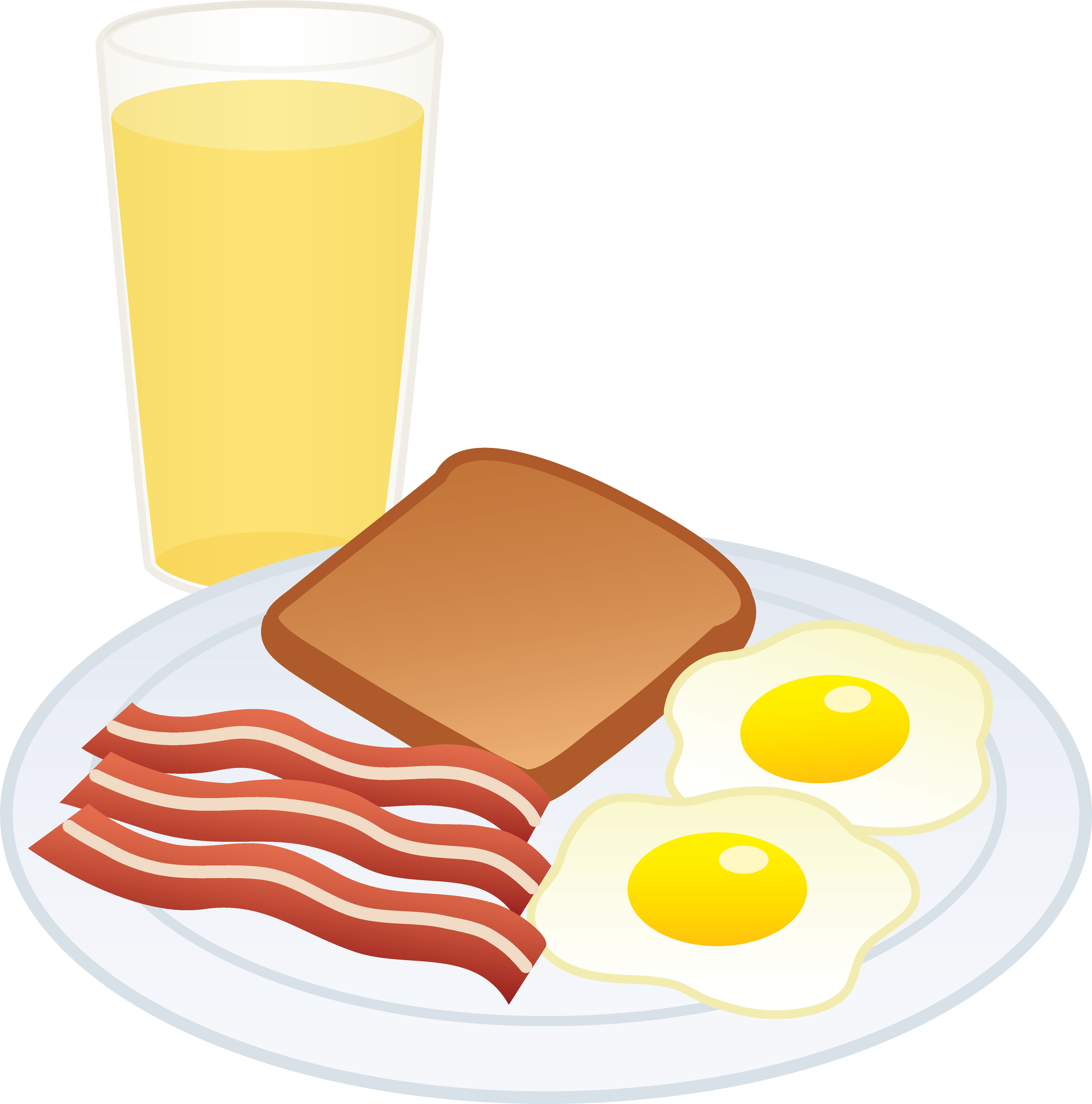 Clipart Of Breakfast, Eggs And Bacon - Fried Egg (5350x5406), Png Download