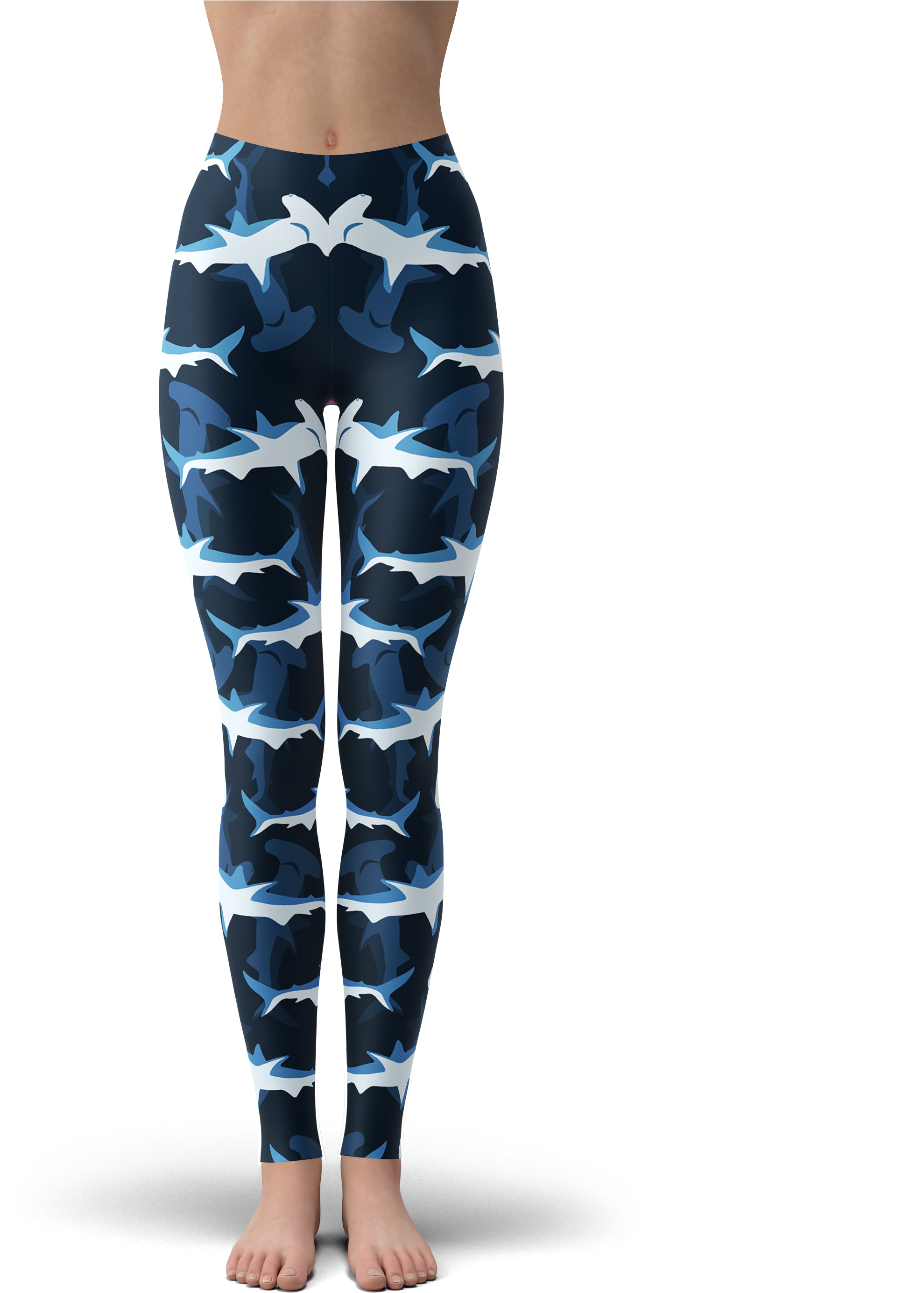 Blue Hammerhead Shark Leggings - Leggings (4000x3000), Png Download