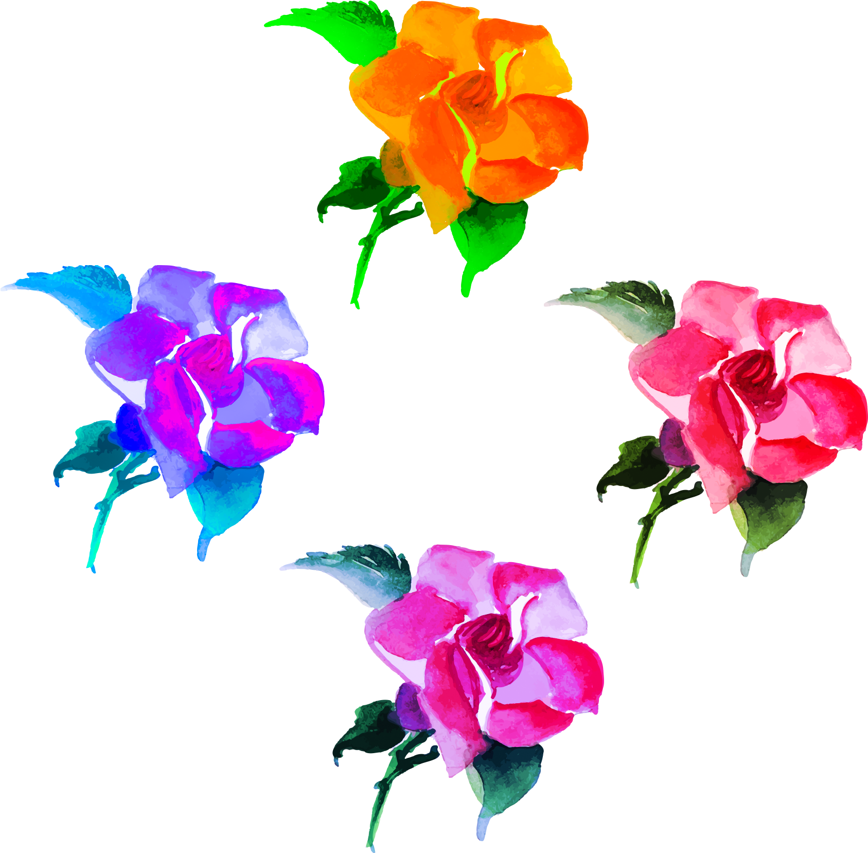 Flowers Fresh Hand Painted Png And Psd - Bougainvillea (2000x2000), Png Download