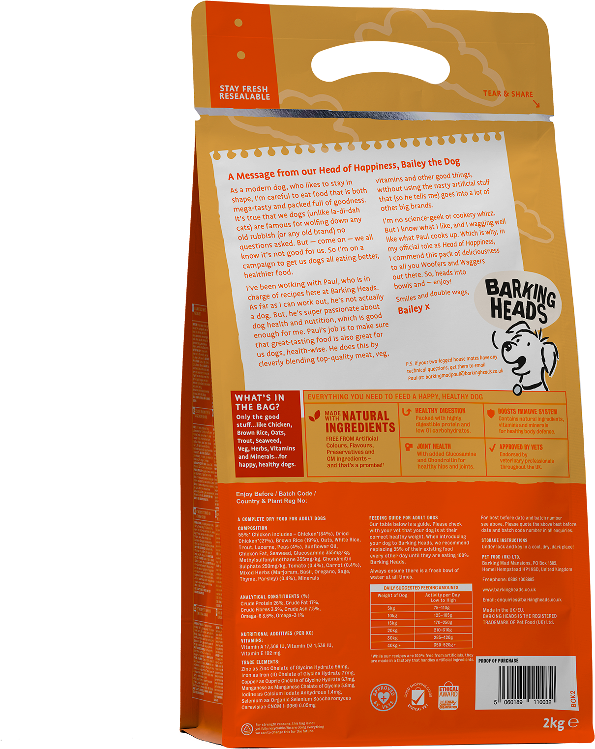 Barking Heads Bowl Lickin' Chicken Back Of Pack - Barking Heads (2000x2000), Png Download