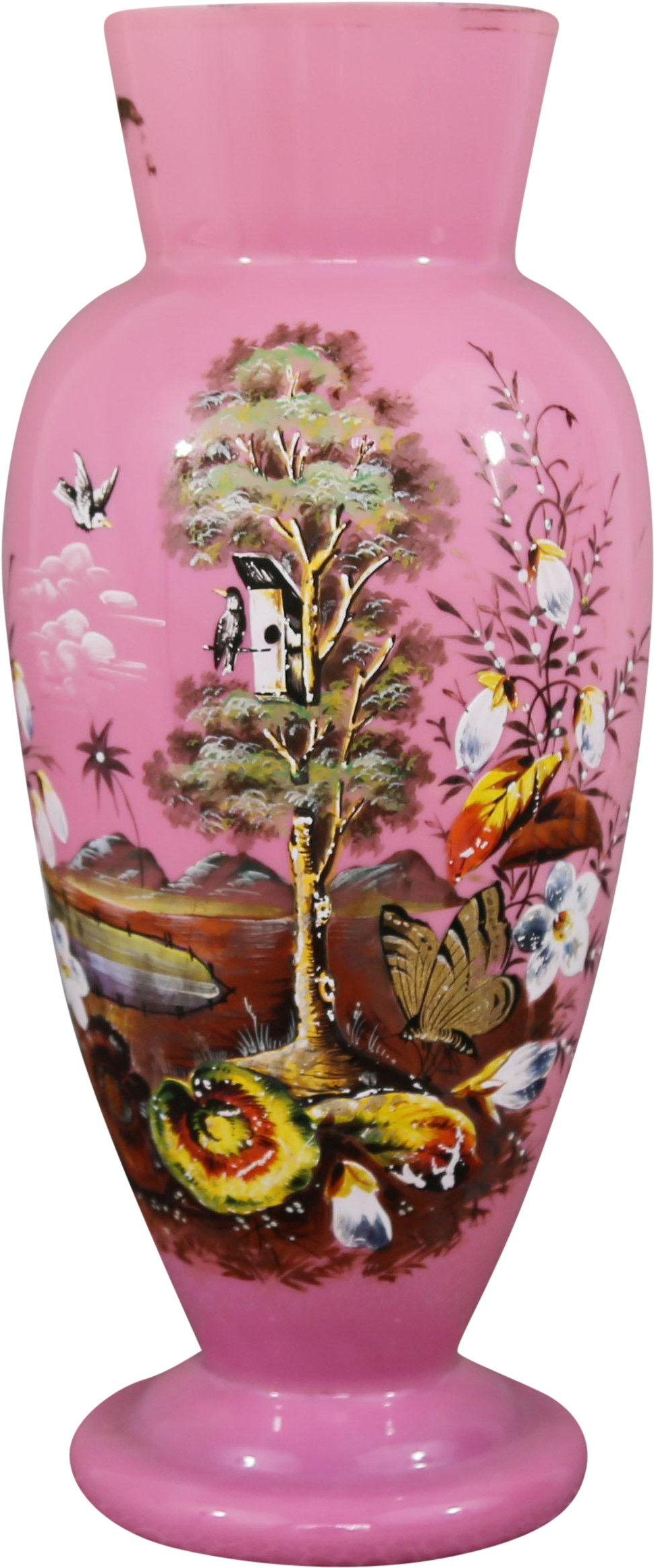 Antique Bristol Cranberry Milk Glass Vase On Chairish - Vase (1076x2579), Png Download