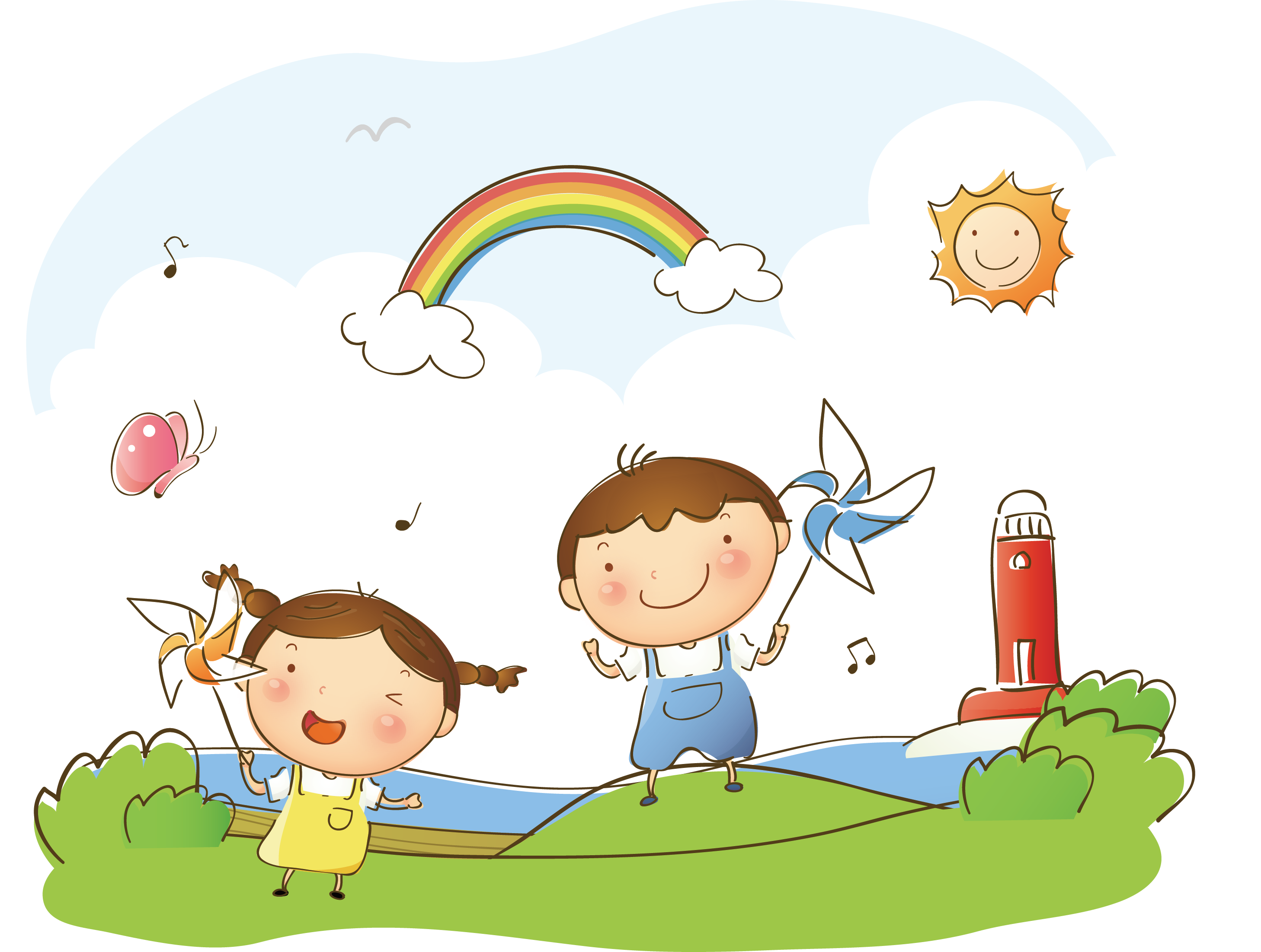 Paper Cartoon Illustration Child Free Png Hq Clipart - Desenho Parque Infantil (2916x2203), Png Download