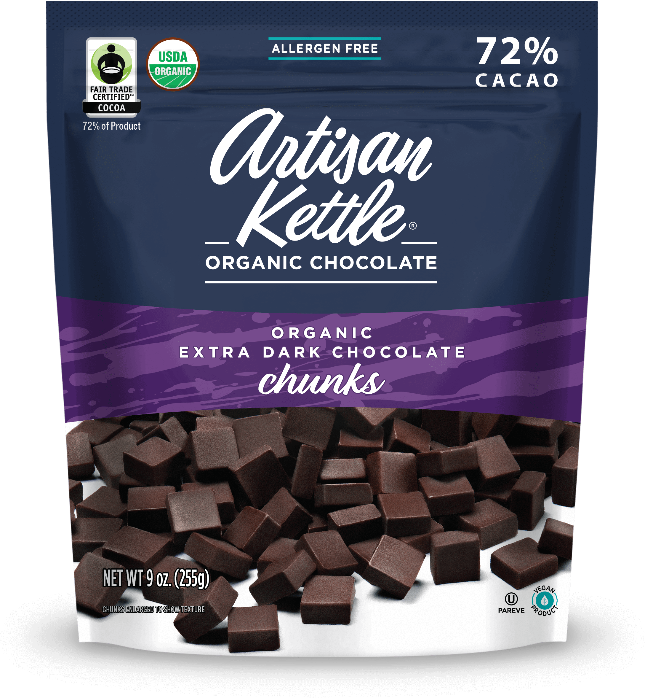 Organic Extra Dark Chocolate Chunks - Chocolate Bar (1490x2360), Png Download