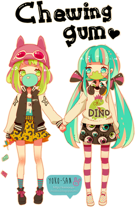 Girlfriend Cute Kawaii Pastel - Gumi Et Miku Chibi (500x748), Png Download