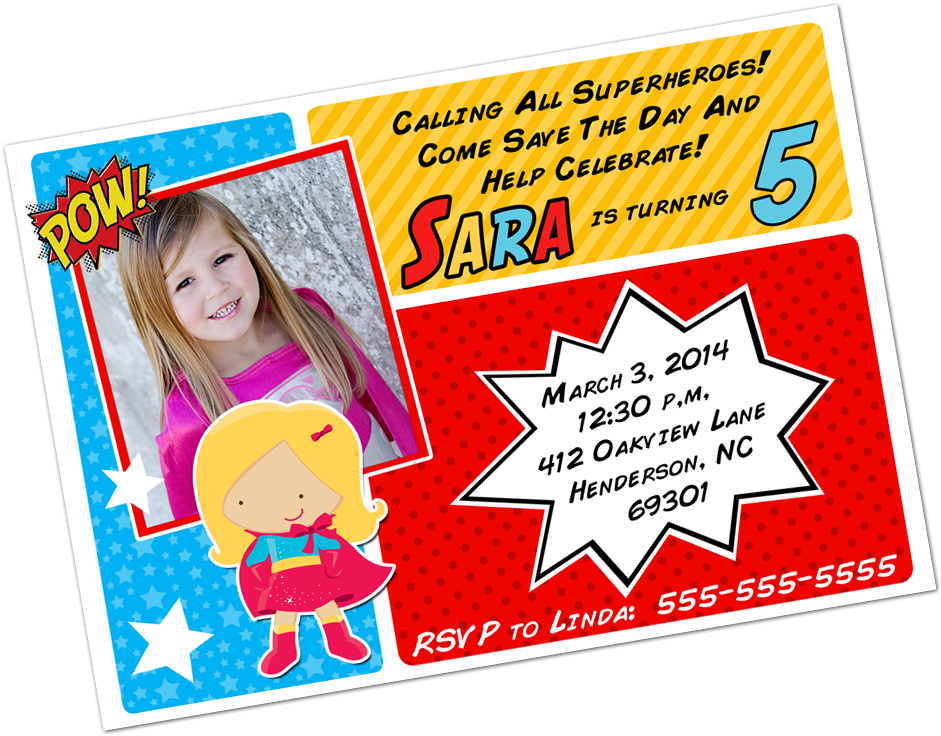 Blonde Superhero Girl Digital Invitation - Sticker (1000x1000), Png Download