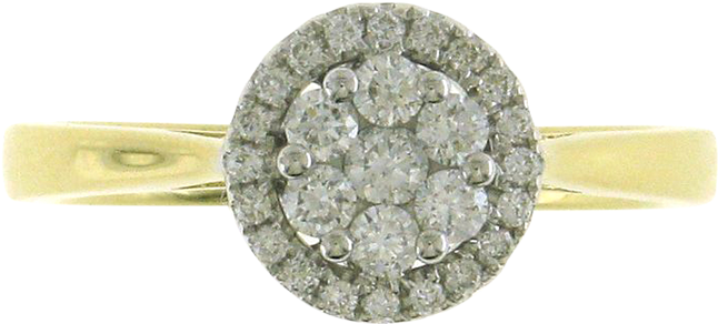 Sterling Silver & Yellow Gold Plate Microset Cubic - Engagement Ring (1000x1000), Png Download