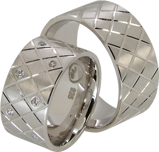 2 Silver Wedding Rings Couple Rings With Cubic Zirconia - Belt (800x600), Png Download