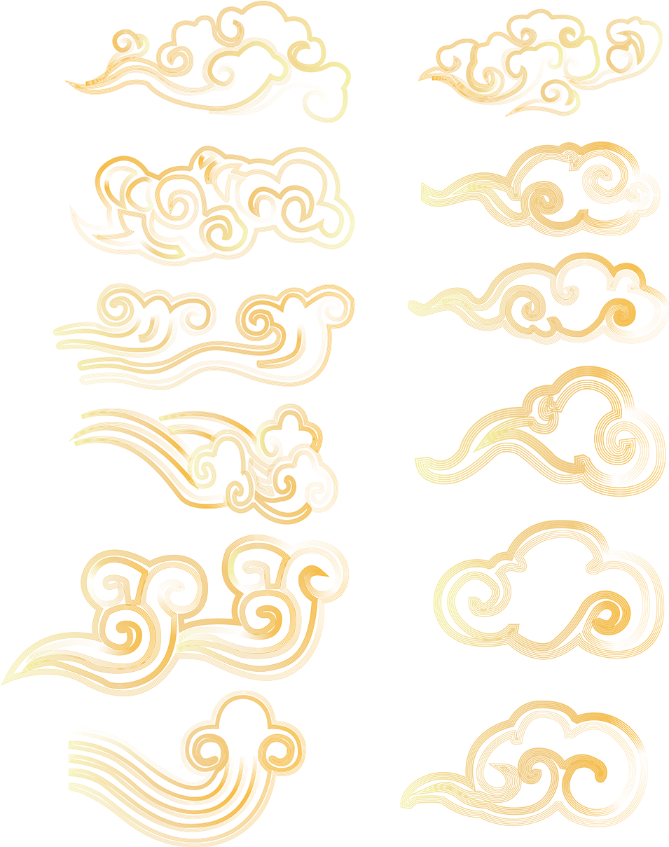 Estilo Chinês Linhas Nuvens Formas Png E Psd - Illustration (1024x1369), Png Download