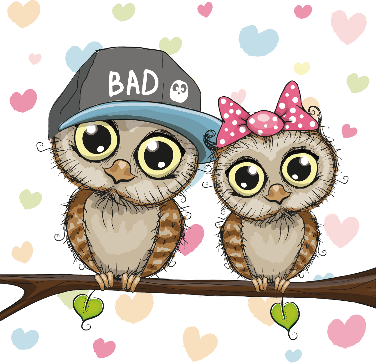 Animals Family Couple Material Illustration Owls Vector - Duvar Kağıtları Telefon Baykuş (1201x1161), Png Download