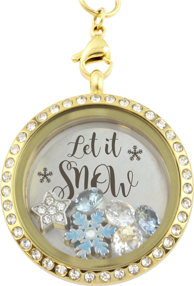 "let It Snow" Christmas Charm Necklace - Locket (1024x1024), Png Download