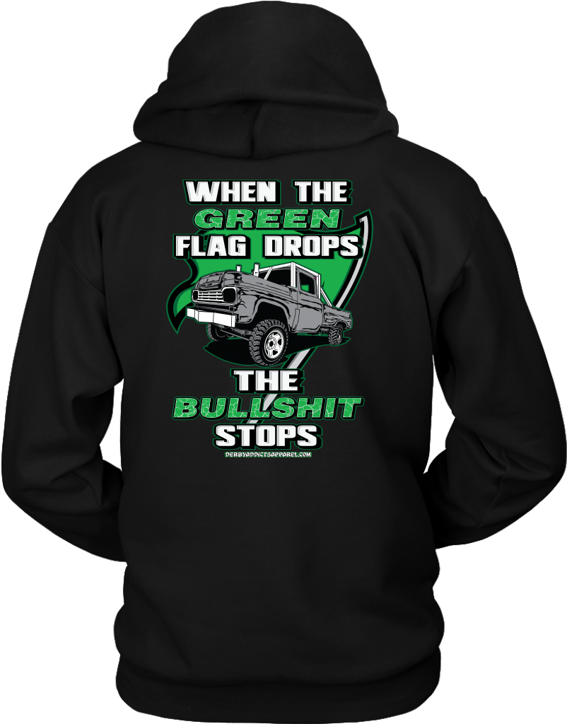 Green Flag Drops 58 Ford - Hoodie Back Side Black (1024x1024), Png Download